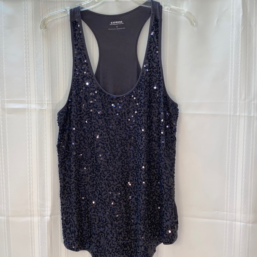 Express racer back sequin tank top